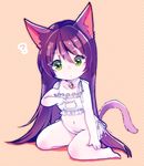  ? alternate_costume animal_ears bangs bare_legs barefoot bell bell_choker blush cat_cutout cat_ears cat_lingerie cat_tail chibi choker cleavage_cutout closed_mouth eyelashes full_body green_eyes hair_between_eyes jingle_bell league_of_legends long_hair lulu_(league_of_legends) meme_attire mizoreame navel panties poking polka_dot polka_dot_background purple_hair side-tie_panties simple_background sitting smile solo stomach tail underwear underwear_only very_long_hair 