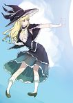 absurdres alternate_costume blonde_hair bow breasts cleavage dress gloves hat hat_bow highres joyeac kirisame_marisa long_hair mini-hakkero older small_breasts solo touhou witch_hat yellow_eyes 