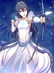  aiming armpits arrow blue_eyes blue_hair bow_(weapon) detached_sleeves drawing_bow dress fire_emblem fire_emblem:_kakusei holding holding_arrow holding_bow_(weapon) holding_weapon long_hair lucina mejiro open_mouth outstretched_arm see-through solo weapon white_dress you're_doing_it_wrong 