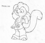  anthro barefoot buttonverse cat clothing cub cute_fangs english_text feline female flower front_view greyscale looking_at_viewer madeline_(mizzyam) mammal mizzyam monochrome pants pencil_(artwork) plant shirt solo standing tank_top text traditional_media_(artwork) whiskers young 