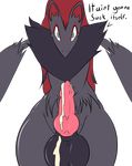  anthro balls canine cum digital_media_(artwork) dripping english_text erection front_view looking_at_viewer male mammal nintendo nude penis pok&eacute;mon precum quin-nsfw solo text video_games zoroark 