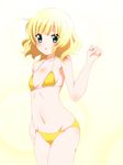  :o bikini blonde_hair gochuumon_wa_usagi_desu_ka? green_eyes kirima_sharo nora_ichigo short_hair solo standing swimsuit yellow_bikini 