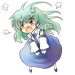  angry blush chibi fume green_hair hitsujin kochiya_sanae long_hair solo touhou 