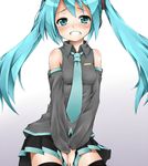  aqua_eyes aqua_hair bad_id bad_pixiv_id blush breasts clenched_teeth detached_sleeves hatsune_miku have_to_pee headphones long_hair necktie saliva skirt small_breasts solo tears teeth thighhighs tsukune_(o0106k) twintails very_long_hair vocaloid zettai_ryouiki 