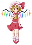  bad_id bad_pixiv_id banned_artist blonde_hair child flandre_scarlet frills full_body hat highres red_eyes solo touhou transparent_background ussan_(uzi) wings 