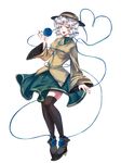  bad_id bad_pixiv_id eyes full_body green_eyes hat heart heart_of_string highres komeiji_koishi open_mouth short_hair silver_hair solo thighhighs touhou transparent_background 