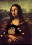  black_hair fine_art_parody hat kimeemaru mona_lisa parody red_eyes shameimaru_aya tokin_hat touhou yukkuri_shiteitte_ne 