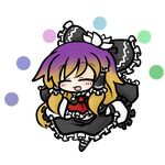  bow chibi cosplay gradient_hair hair_bow hair_ribbon hair_tubes hakurei_reimu hakurei_reimu_(cosplay) hijiri_byakuren long_hair multicolored_hair ribbon solo touhou yanagi_(nurikoboshi) 