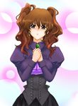  alternate_hairstyle brown_hair dress earrings jewelry matokichi solo twintails umineko_no_naku_koro_ni ushiromiya_natsuhi 