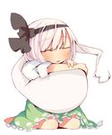  absurdres black_hairband blush hairband highres hitodama konpaku_youmu konpaku_youmu_(ghost) rowtan short_hair silver_hair sleeping solo touhou 