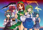  bad_id bad_pixiv_id blue_eyes bow braid china_dress chinese_clothes cirno cover cover_page detached_sleeves dress frog green_eyes green_hair hair_bobbles hair_bow hair_ornament hat highres hong_meiling jeolchwiseon_(dotted_line) kochiya_sanae long_hair multiple_girls onozuka_komachi red_eyes red_hair scythe shiki_eiki short_hair snake touhou twin_braids two_side_up 