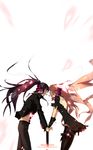  1girl bad_id bad_pixiv_id bug butterfly butterfly_wings dress gloves headphones highres insect jeit kamui_gakupo long_hair magnet_(vocaloid) megurine_luka pantyhose pink_hair ponytail purple_hair vocaloid wings 