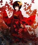  artist_request black_hair bug butterfly butterfly_hair_ornament fatal_frame fatal_frame_2 hair_ornament insect japanese_clothes kimono red_eyes short_hair solo tachibana_chitose 