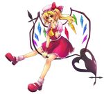  bad_id bad_pixiv_id blonde_hair flandre_scarlet full_body hat highres laevatein ponytail red_eyes shichi_miko short_hair side_ponytail solo touhou transparent_background wings 