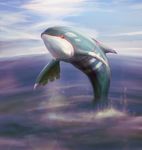  gen_3_pokemon kyogre lens_flare nature no_humans ocean pokemon pokemon_(creature) scenery serene_(gusarme) sky solo splashing water whale 