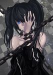  bare_shoulders black_hair black_rock_shooter black_rock_shooter_(character) blue_eyes chain highres kai_ai long_hair pale_skin solo twintails 