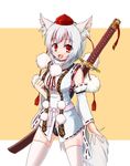  alternate_costume animal_ears bad_id bad_pixiv_id detached_sleeves duplicate hat inubashiri_momiji lilac_(p-f_easy) red_eyes short_hair solo sword tail tokin_hat touhou weapon white_hair wolf_ears wolf_tail 