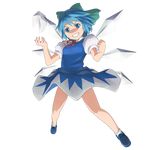  blue_eyes blue_hair bow cirno full_body hair_bow highres namine0079 ribbon short_hair solo touhou transparent_background wings 