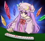  birthday hat long_hair mahjong oonamazu patchouli_knowledge purple_eyes purple_hair solo touhou 