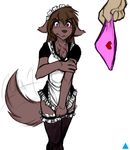  anthro blush canine chest_tuft clothed clothing color_edit colored duo edit female fur hair keidran leadbrick legwear maid_uniform mammal natani panties simple_background solo_focus stockings thigh_highs tom_fischbach tuft twokinds underwear uniform wolf 