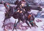  animal animal_ears ass_visible_through_thighs blue_eyes crying_wolf facial_mark forest g.haruka gun metal_gear_(series) metal_gear_solid_4 nature original puffy_sleeves riding rifle short_hair snow solo weapon 