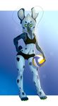  anthro beach_ball clothed clothing ear_piercing female hyena invalid_tag looking_at_viewer mammal navel notched_ear piercing smile solo spefides 