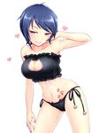  alternate_costume ass_visible_through_thighs bandeau bare_legs bare_shoulders bell blue_eyes blue_hair breasts cat_cutout cat_ear_panties cat_lingerie cleavage_cutout collarbone cowboy_shot frills hand_in_hair hand_on_own_head idolmaster idolmaster_cinderella_girls jingle_bell large_breasts looking_at_viewer meme_attire nail_polish navel panties paw_print pink_lips pink_nails side-tie_panties simple_background smile solo stomach teirettei underwear underwear_only wakui_rumi white_background 