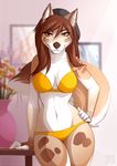  anthro beanie bra breasts canine clothed clothing female hat inside invalid_tag looking_at_viewer mammal mareena_brown navel panties smile solo spefides underwear wide_hips wolf 