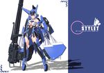  boots breasts cleavage elbow_gloves frame_arms_girl gatling_gun gloves gun high_heel_boots high_heels highres large_breasts long_hair mecha_musume minigun nenchi shadow solo stylet very_long_hair weapon white_hair wings 