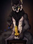  abs anthro balls body_hair canine chest_hair dog ear_piercing erection fur german_shepherd hellhound hypnosis knot looking_at_viewer male mammal mind_control nude pecs penis piercing pointing pubes sharp_claws sharp_teeth sitting smile solo spread_legs spreading tazara teeth tongue tongue_out 