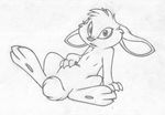  arm_support buckteeth cub featureless_crotch greyscale lagomorph looking_at_viewer male mammal maxy mizzyam monochrome nude pencil_(artwork) rabbit reclining solo spread_legs spreading suspicious teeth traditional_media_(artwork) young 