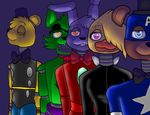  2016 alexeigribanov animatronic avian bear bird bonnie_(fnaf) canine chica_(fnaf) chicken eye_patch eyewear female five_nights_at_freddy&#039;s fox foxy_(fnaf) freddy_(fnaf) golden_freddy_(fnaf) lagomorph machine male mammal rabbit robot video_games 