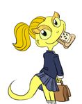  ant anthro arthropod bag bread chameleon clothing cute dreamworks eating female food hair insect legwear lizard lizzie looking_at_viewer orange_hair ponytail reptile scalie school_uniform simple_background skirt smile socks solo standing toast uniform unknown_artist white_background 