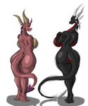  bedroom_eyes big_breasts big_butt breasts butt cynder dragon ember female half-closed_eyes hand_on_breast huge_breasts huge_butt looking_back rear_view seductive shinysteel spyro_the_dragon thick_thighs video_games voluptuous wide_hips 