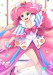  amy30535 blue_eyes bow bowtie candy candy_corn commentary confetti food gala_dress gloves lollipop my_little_pony my_little_pony_friendship_is_magic personification pink_hair pinkie_pie smile solo 