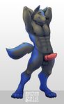  abs anthro areola armpits balls barefoot canine claws erection fur knot looking_at_viewer male mammal manly muscular navel nipples nude pawpads paws pecs penis sharp_claws skaifox smile solo toe_claws wolf 
