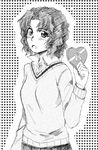  amagami blazer blush box greyscale heart heart-shaped_box heart_background holding holding_box jacket kankon_(idou_toshokan) line_shading long_hair looking_at_viewer messy_hair monochrome open_collar open_mouth outline school_uniform skirt solo tanamachi_kaoru valentine 