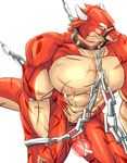  abs anthro bdsm biceps big_muscles blush bound chain collar dragon erection fangs horn huge_muscles looking_at_viewer male muscular nipple_piercing nipples nude orange_eyes pecs penetration penis piercing red_scales reptile scales scalie scar simple_background solo standing teeth upside_down_penis urethral urethral_penetration vein veiny_penis white_background white_scales 狼狼君（潜水中） 