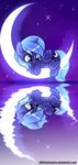  2015 blue_eyes blue_hair crescent_moon cutie_mark equine female friendship_is_magic hair horn mammal moon my_little_pony princess_luna_(mlp) reflection solo winged_unicorn wings xwhitedreamsx young 