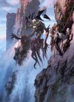  cliff death eldrazi human kor magic_the_gathering mammal prayer rope tentacles tyler_jacobson waterfall 