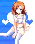  arm_support bell blue_eyes blush breasts cat_cutout cat_ear_panties cat_lingerie choker cleavage cleavage_cutout fujisaki_kyouya jingle_bell kousaka_honoka looking_at_viewer love_live! love_live!_school_idol_project medium_breasts meme_attire navel one_side_up orange_hair panties short_hair side-tie_panties sitting solo thighhighs underwear underwear_only white_legwear 