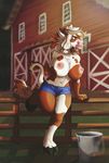  barn big_breasts bovine breasts clothing cutoffs denim_shorts enaya-thewhitewolfen female fur hair hooves horn huge_breasts mammal milkymaiden nipples outside shorts solo sweat tauren thick_thighs video_games warcraft wide_hips 