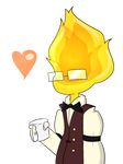  &lt;3 2015 bewters_(artist) bow_tie clothing cup eyewear glasses grillby happy not_furry simple_background tagme undertale video_games 