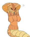  &lt;3 clothing eyes_closed female forked_tongue reptile scalie siansaar snake solo sweater tongue 