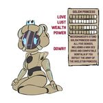  blush english_text female golem golem_princess not_furry sewlde solo text towergirls 