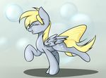  2015 abstract_background blonde_hair bubble cutie_mark derpy_hooves_(mlp) equine eyes_closed feathered_wings feathers female feral friendship_is_magic fur grey_feathers grey_fur hair lying mammal my_little_pony pegasus scootiebloom smile solo wings 