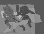  alvaro anthro bed duo furfit greyscale league_of_legends lying male male/male mammal milo_(furfit) monochrome nude on_back on_bed pillow sketch sleeping under_covers video_games yordle 