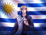  artist_name axis_powers_hetalia blonde_hair flag kuraudia male_focus solo sparkle sunglasses uruguay uruguay_(hetalia) 