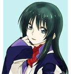  black_hair grey_eyes long_hair long_sleeves looking_at_viewer machi_fuka minashiro_tsubaki portrait shiny shiny_hair signature smile solo soukyuu_no_fafner uniform 