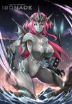  breasts claws fin fish garayann hair isonade kaiju long_hair marine monster monster_girl mythology navel nude open_mouth red_hair sea shark water 